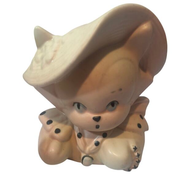 HULL USA pottery Pink Dressed Up Cat in Hat planter VINTAGE 1930-1950 - Picture 1 of 6
